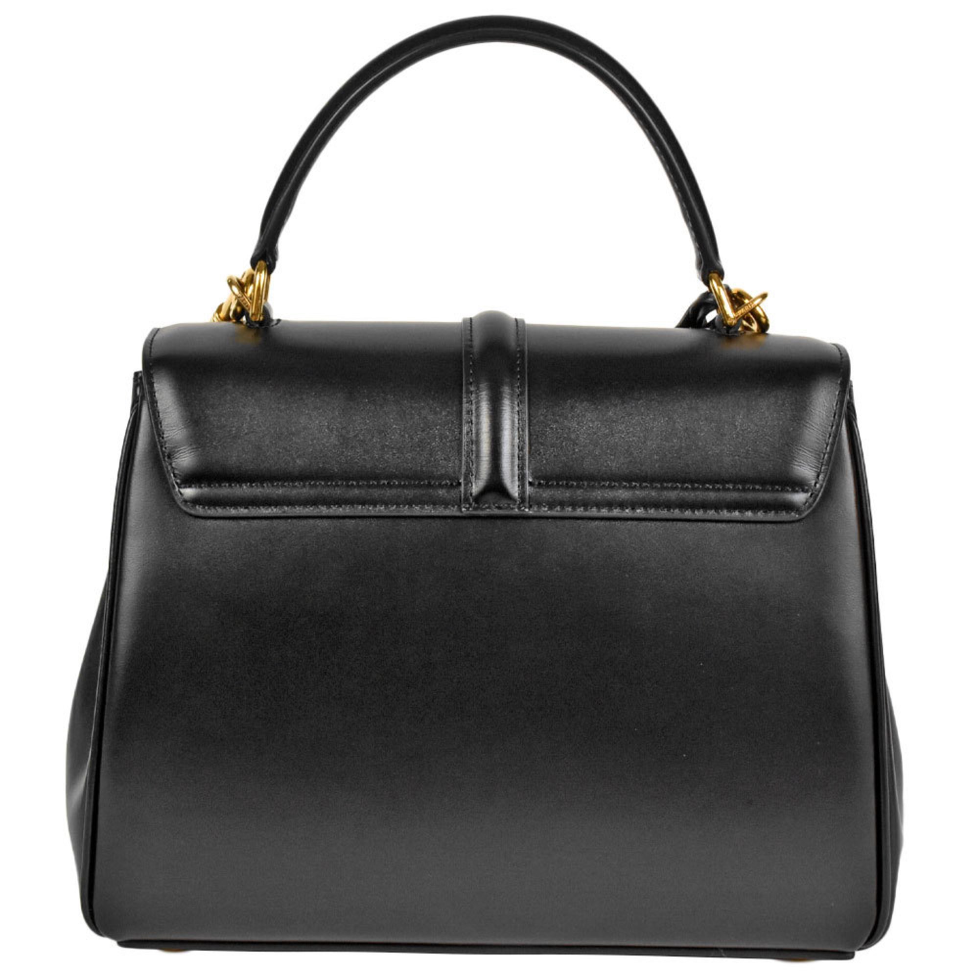 CELINE 16 Seize Small Handbag Calfskin Lambskin 188003BEY.38NO Black Women's