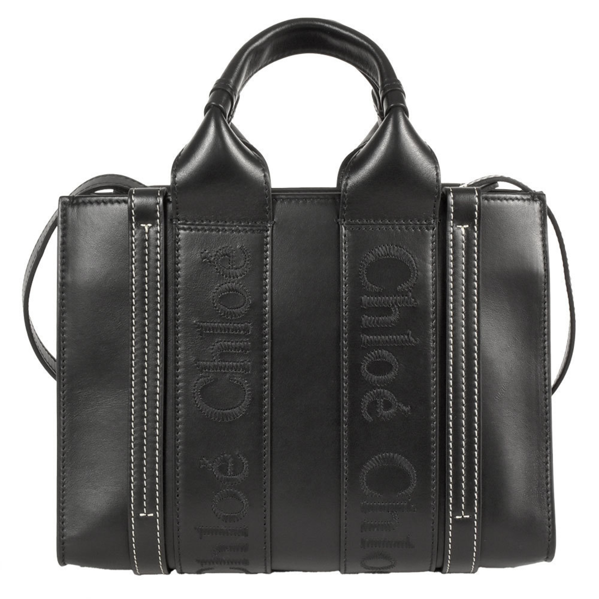 Chloé Chloe WOODY Small Tote Bag Leather CHC22WS397I60001 Black