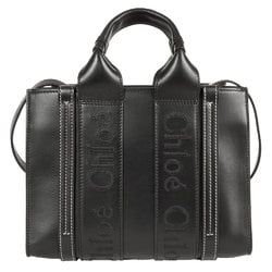 Chloé Chloe WOODY Small Tote Bag Leather CHC22WS397I60001 Black