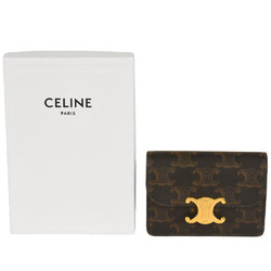 CELINE Card Case Coated Canvas Dark Brown Holder Business