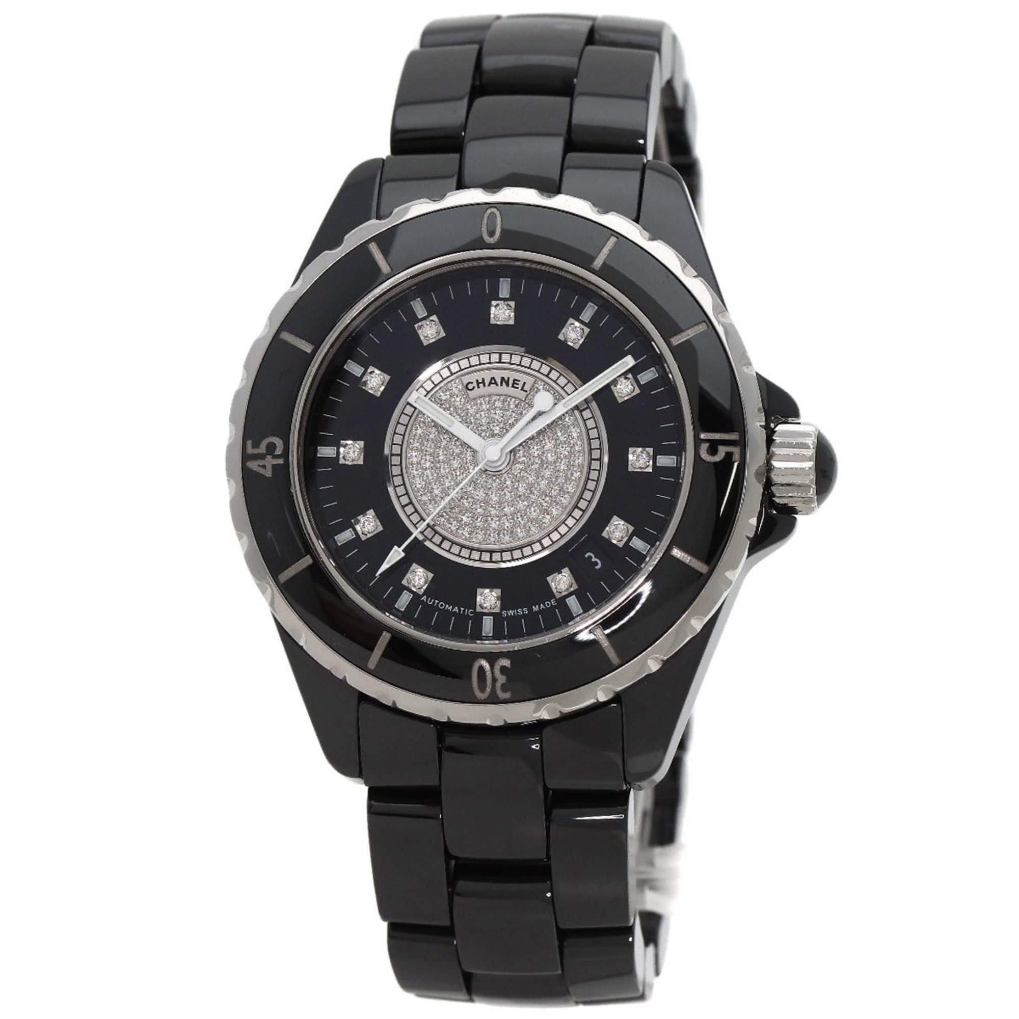 Chanel H1757 J12 38mm 12P Center Diamond Wristwatch Ceramic Men's CHANEL