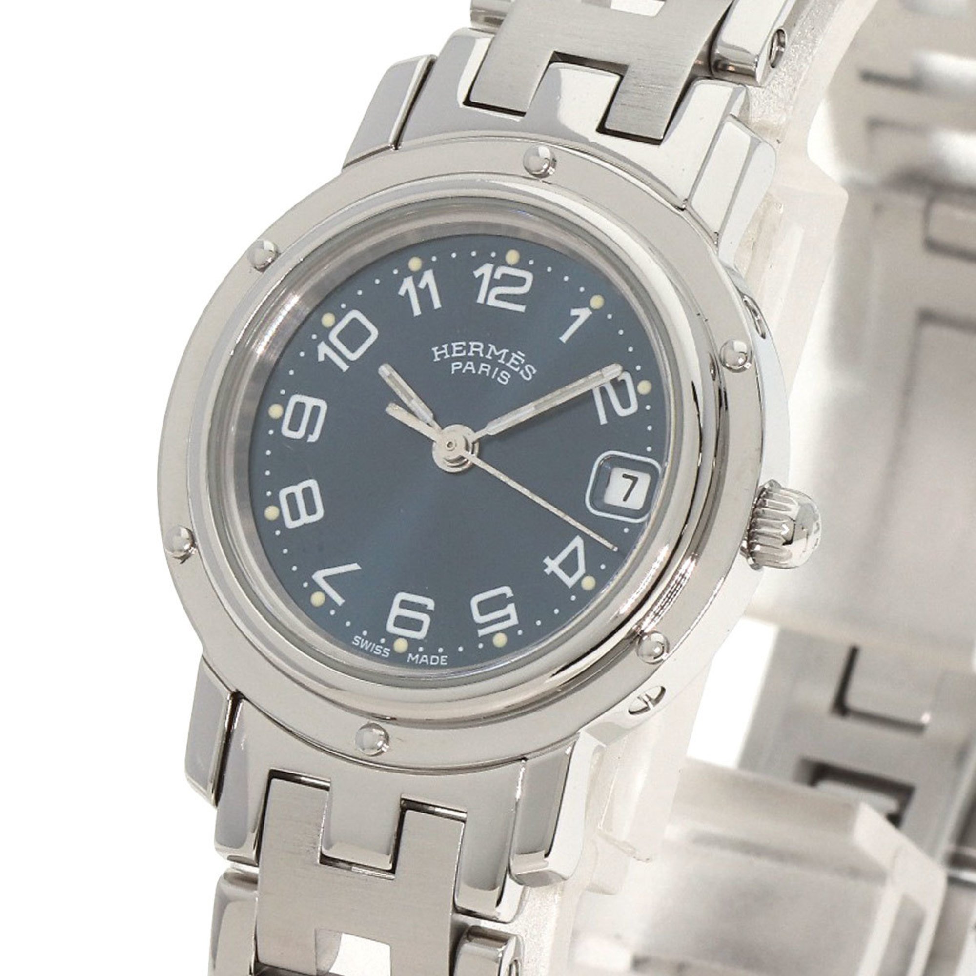 Hermes CL4.210 Clipper Watch Stainless Steel SS Ladies HERMES