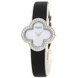 Van Cleef & Arpels VCARM95800 Alhambra Small Model Diamond Watch K18 White Gold Satin Women's