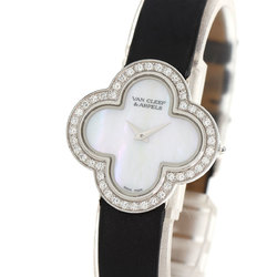 Van Cleef & Arpels VCARM95800 Alhambra Small Model Diamond Watch K18 White Gold Satin Women's