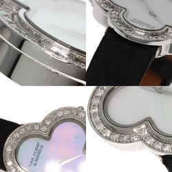 Van Cleef & Arpels VCARM95800 Alhambra Small Model Diamond Watch K18 White Gold Satin Women's