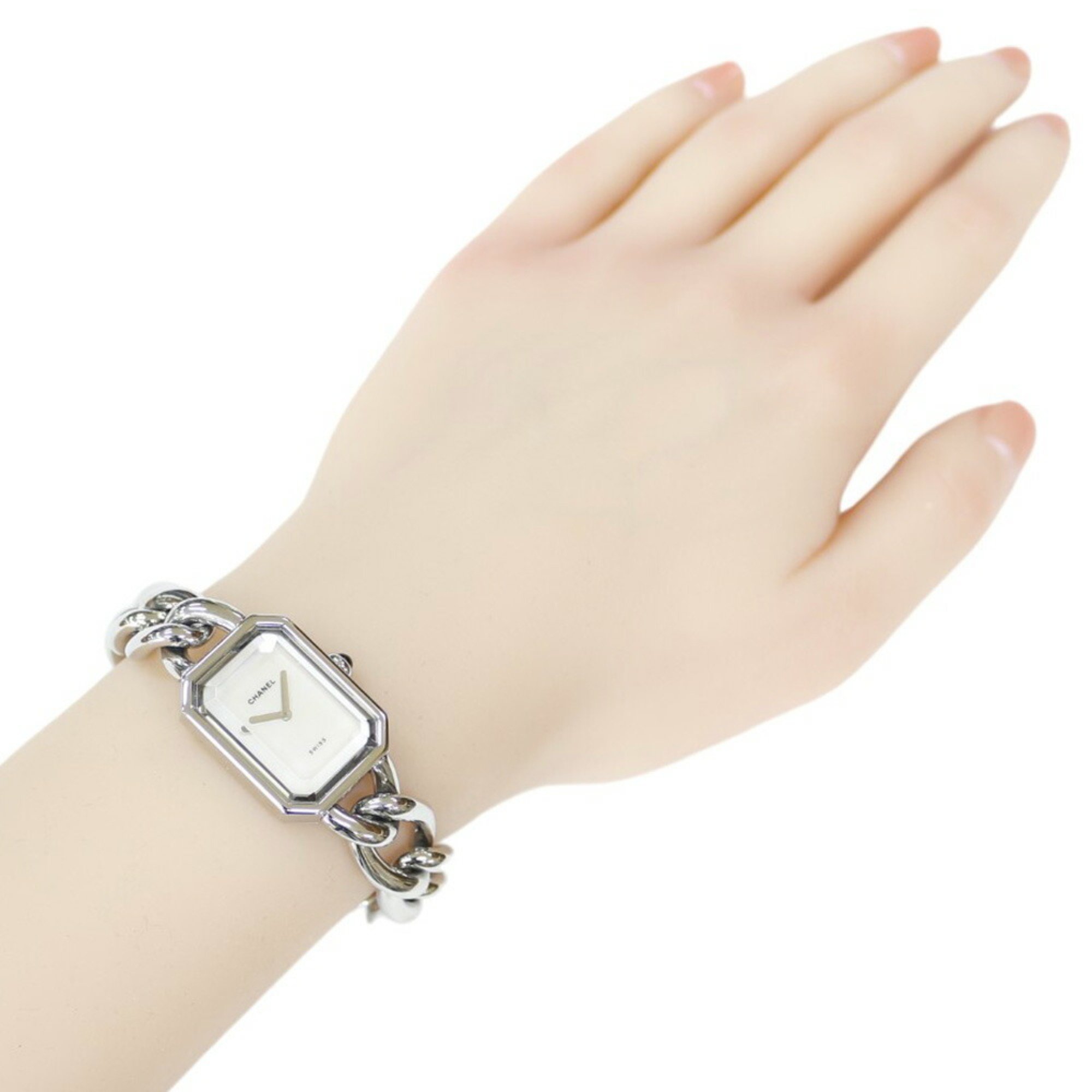 Chanel Premiere M Watch, Stainless Steel Quartz, Women's, CHANEL Chain Bracelet, White Shell