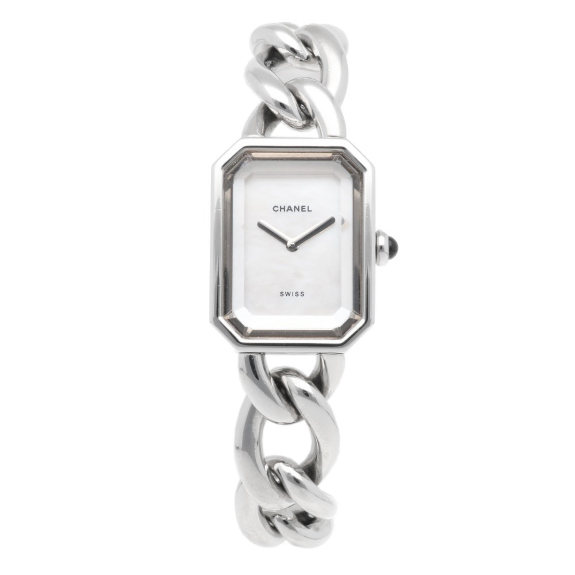 Chanel Premiere M Watch, Stainless Steel Quartz, Women's, CHANEL Chain Bracelet, White Shell