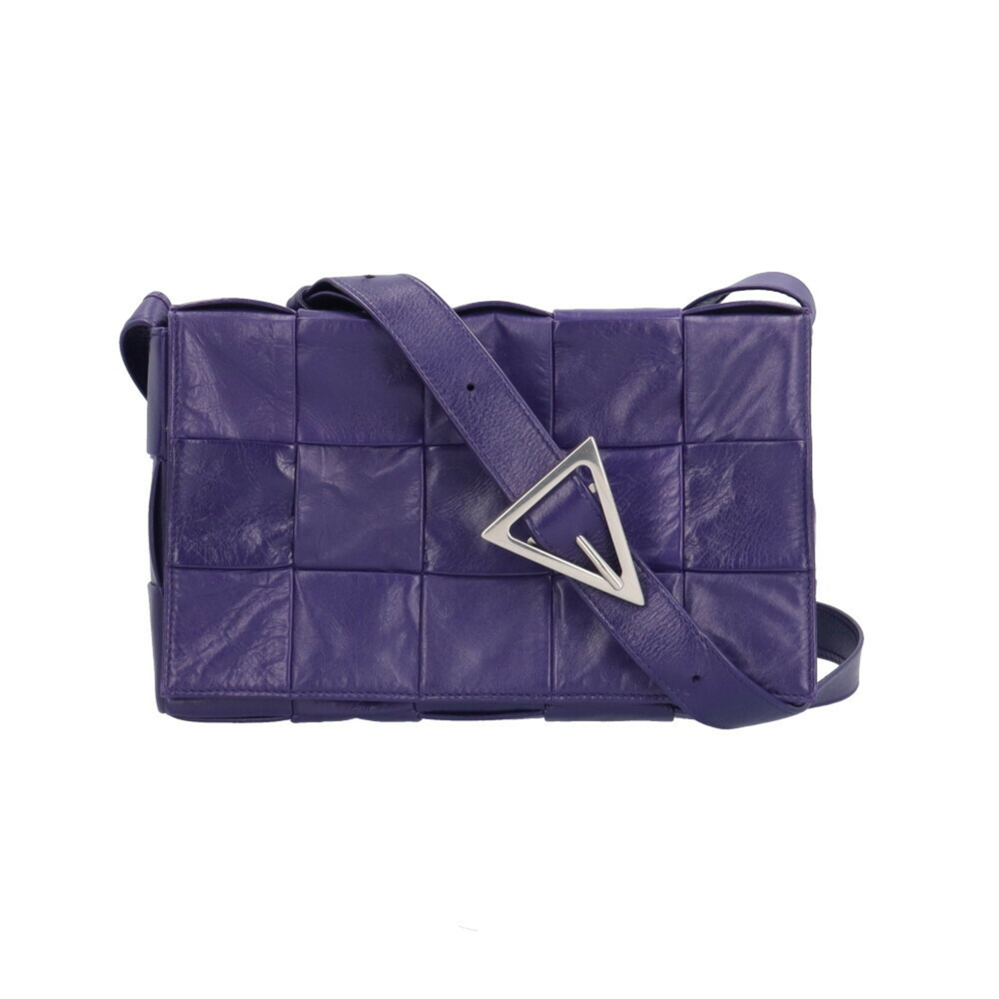 Bottega Veneta Cassette Maxi Intrecciato Shoulder Bag Leather Purple Women's BOTTEGAVENETA