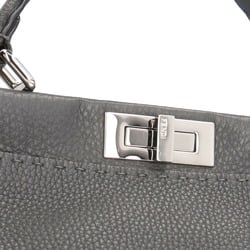 FENDI Peekaboo Selleria Shoulder Bag Leather 8BN226 Grey Women's