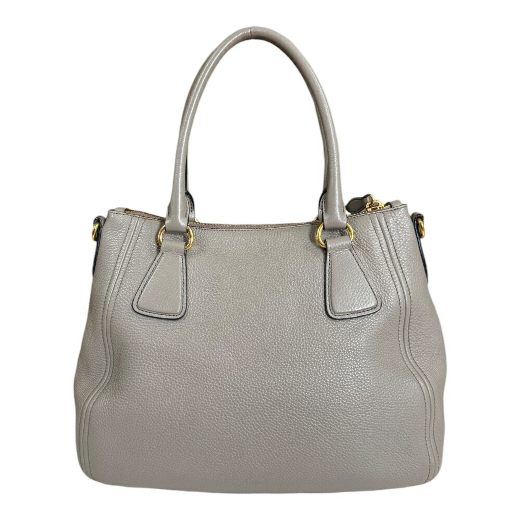 Prada Shoulder Bag Leather Grey Women's PRADA