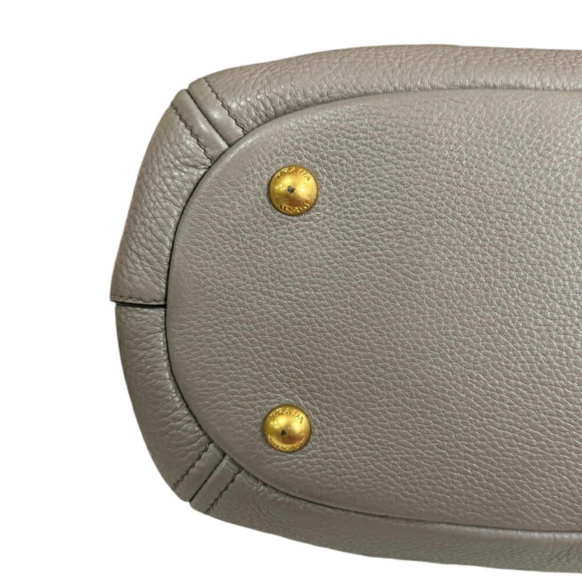 Prada Shoulder Bag Leather Grey Women's PRADA