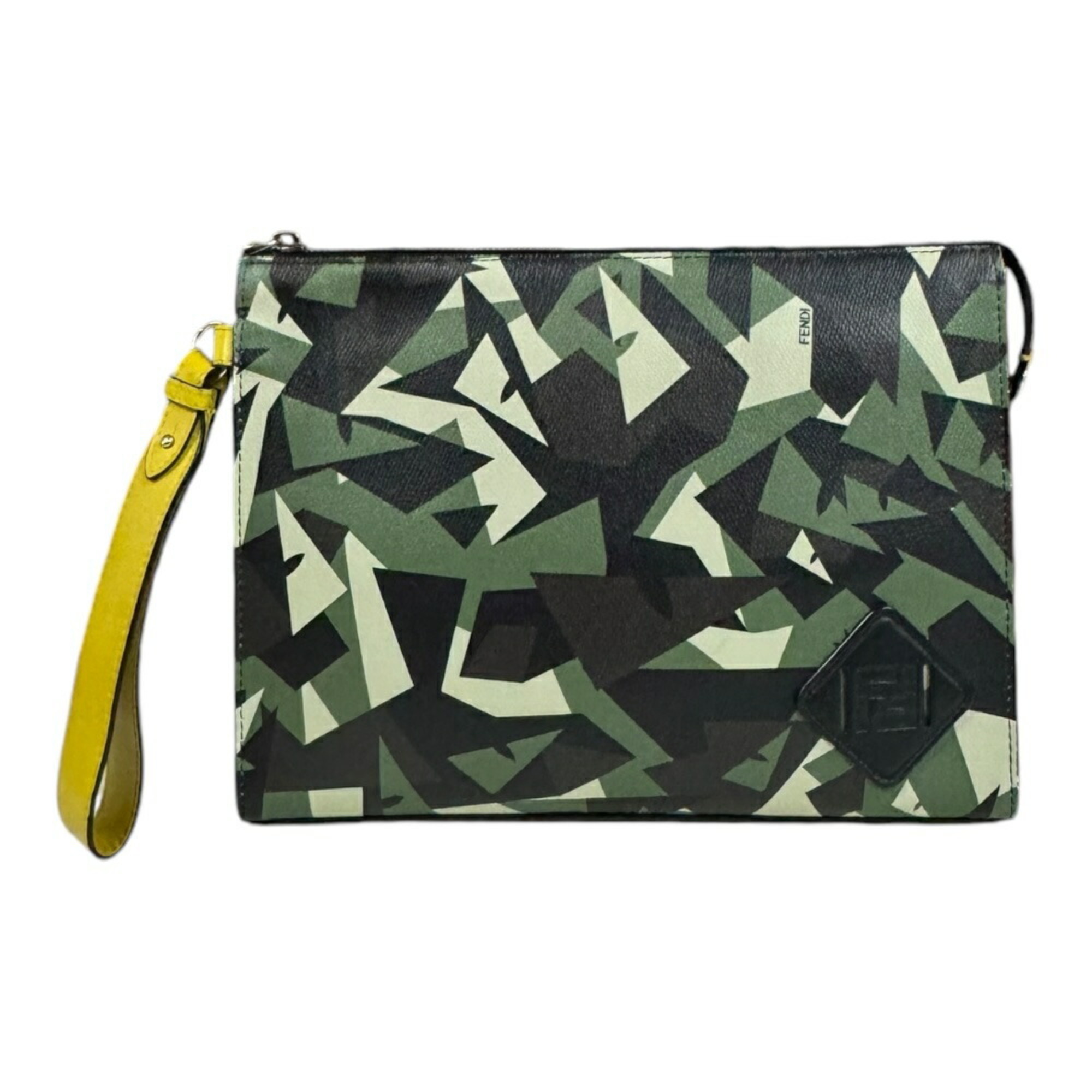 FENDI Camouflage Second Bag Leather 7V91 Green Men's