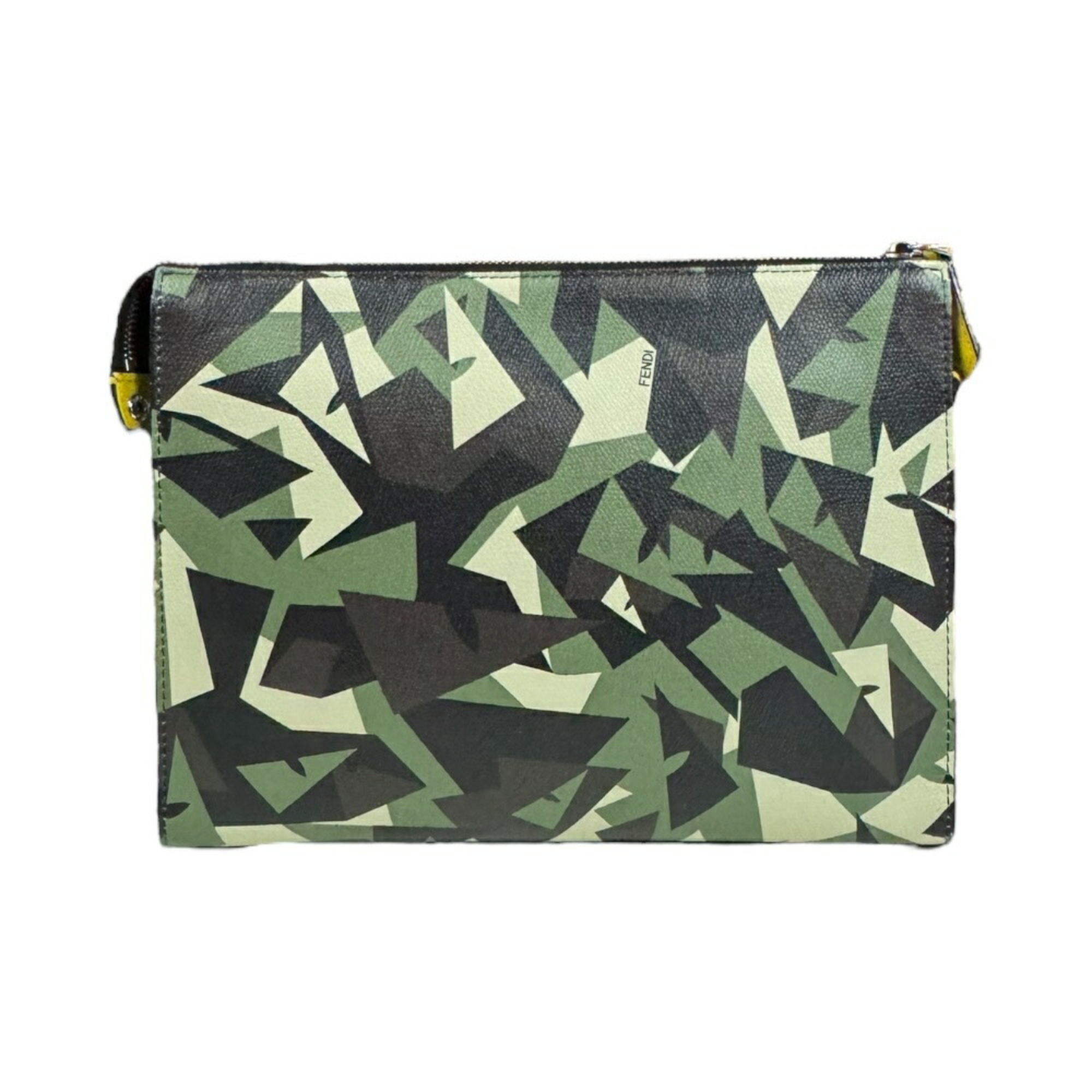 FENDI Camouflage Second Bag Leather 7V91 Green Men's