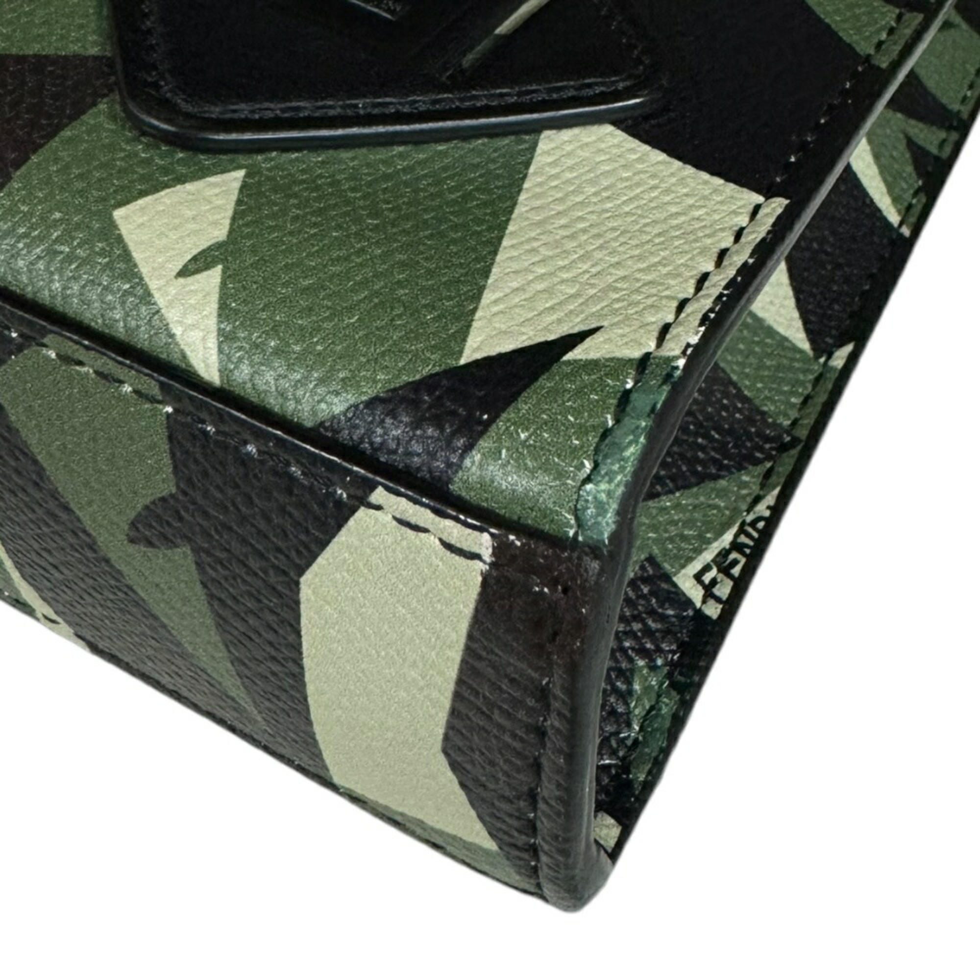 FENDI Camouflage Second Bag Leather 7V91 Green Men's