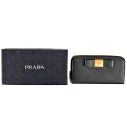 PRADA Ribbon Round Saffiano 1M0506 Black Women's