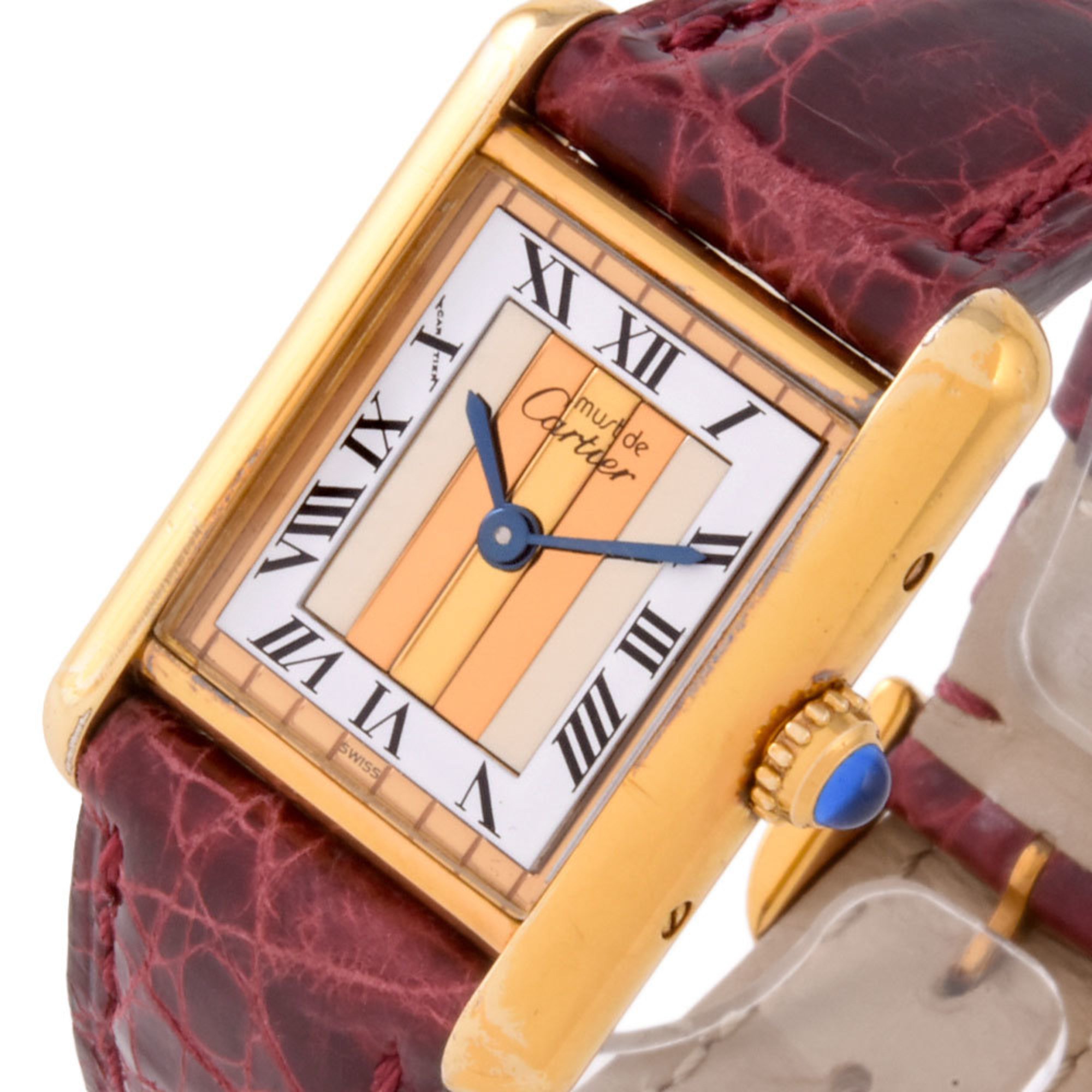 Cartier Must Tank Vermeil Trinity SM Watch Quartz White Dial 3 Colors Ladies