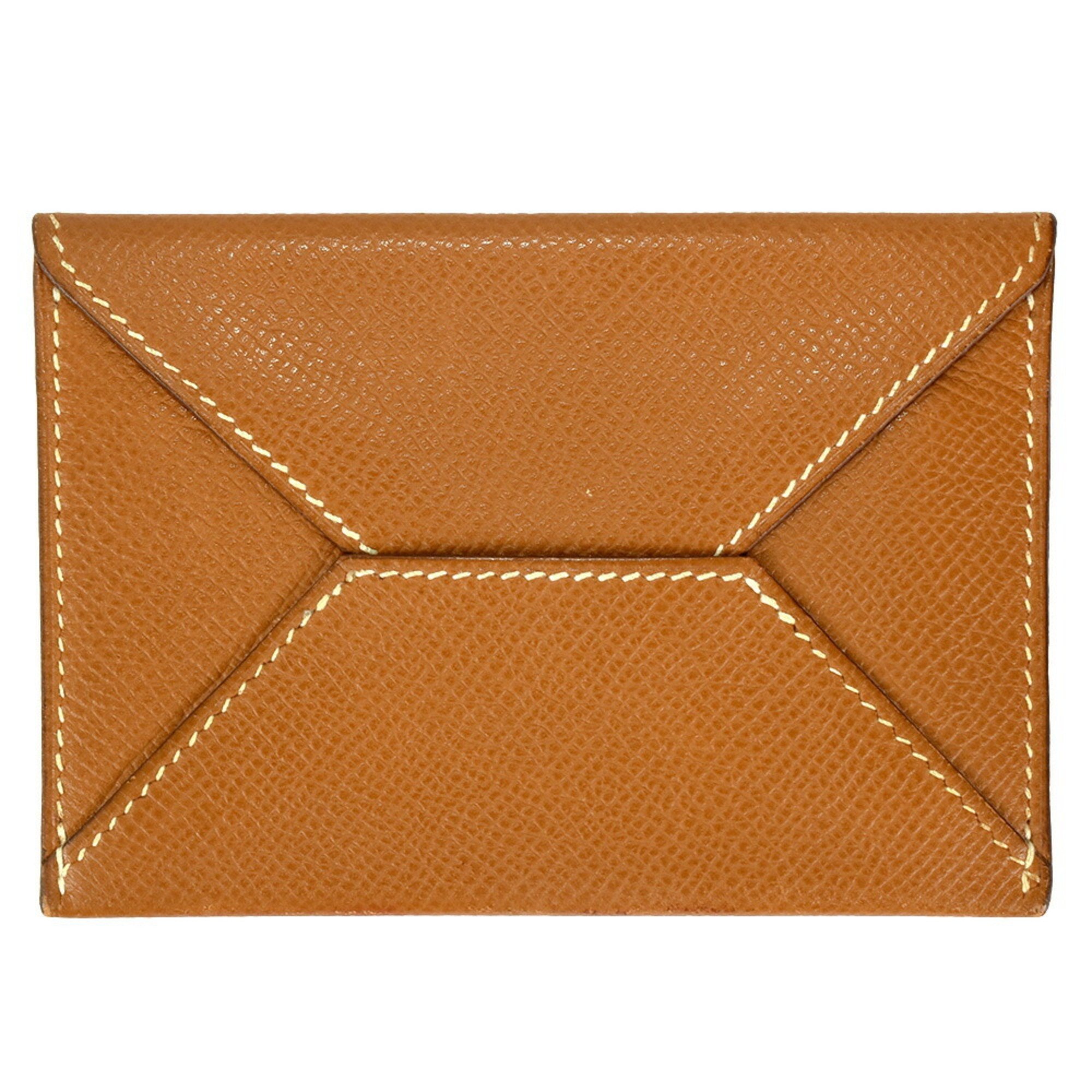 Hermes HERMES Envelope PM Card Case Epsom Leather □K Stamped Brown