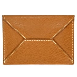 Hermes HERMES Envelope PM Card Case Epsom Leather □K Stamped Brown