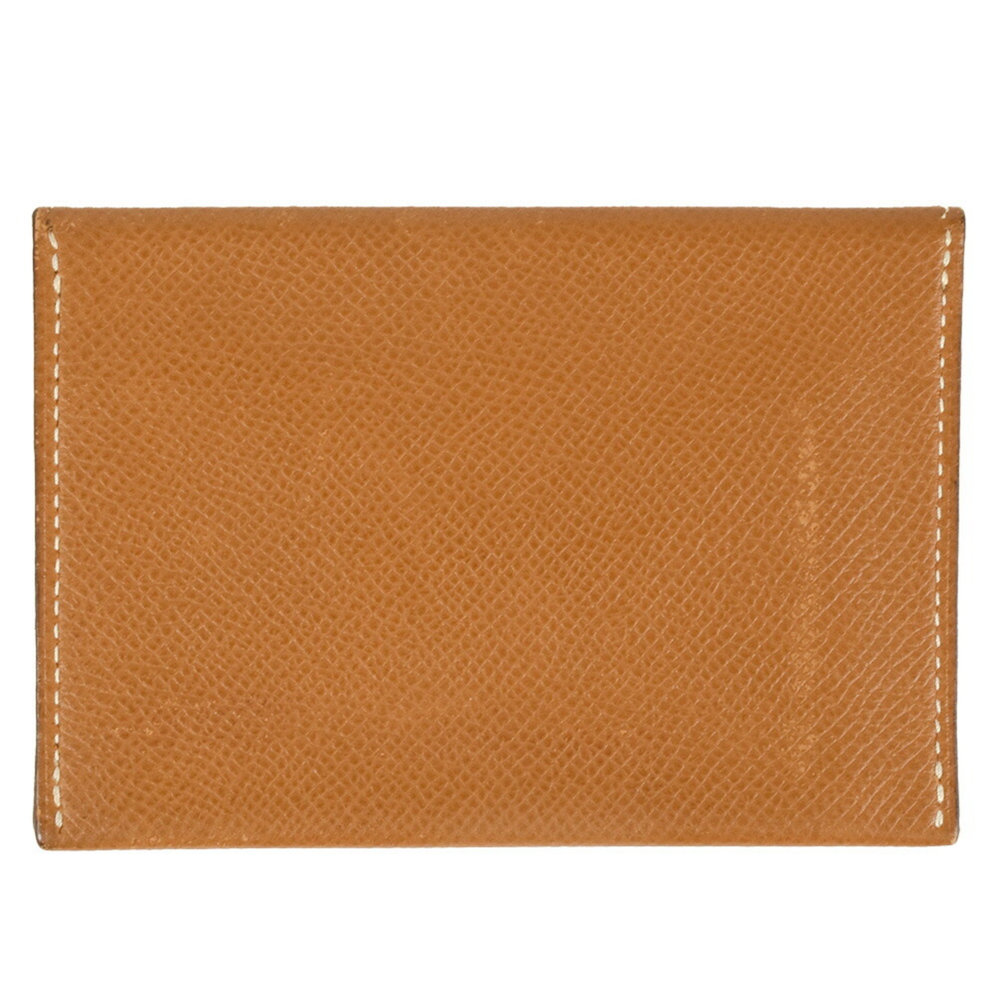 Hermes HERMES Envelope PM Card Case Epsom Leather □K Stamped Brown