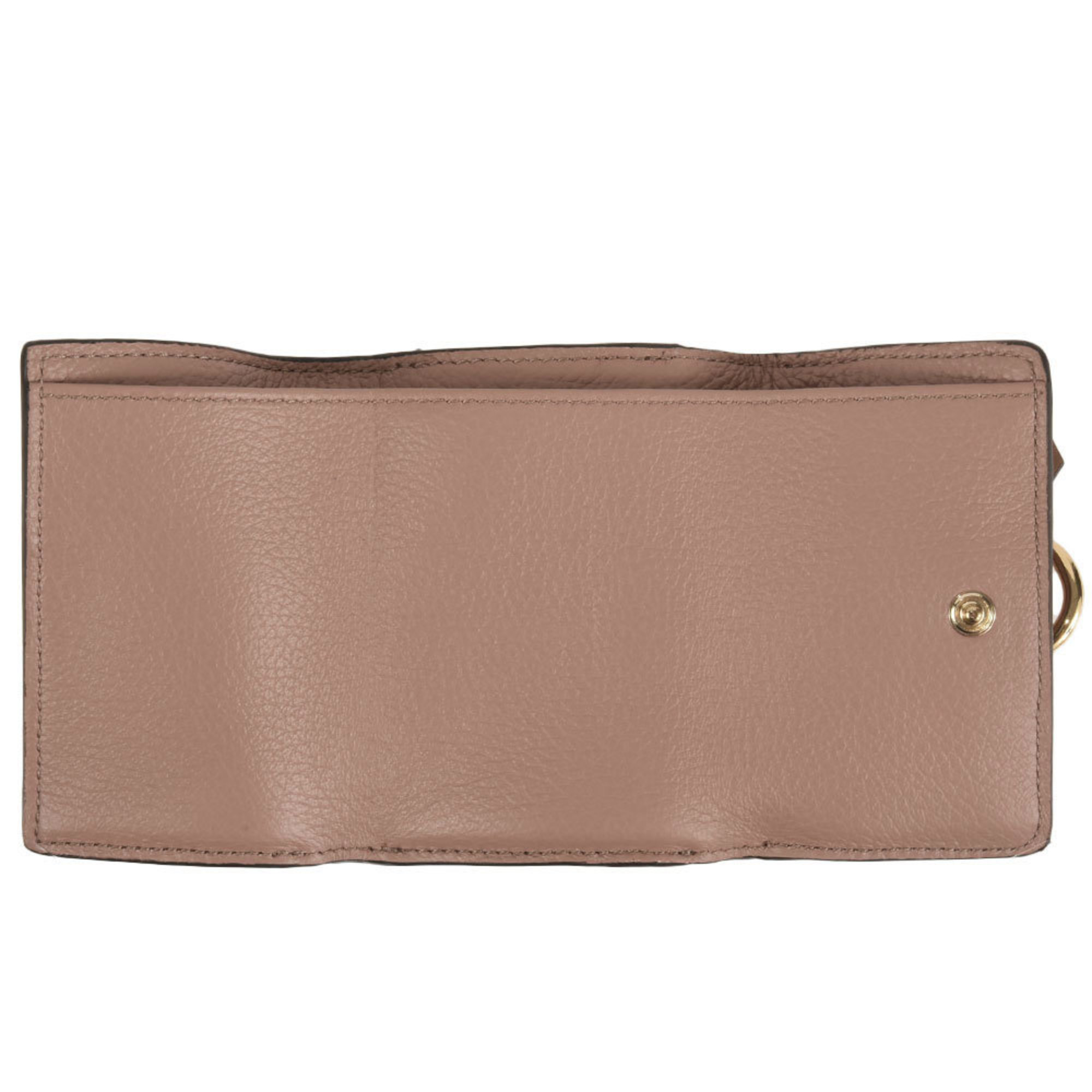 Chloé Chloe Alphabet Trifold Wallet Leather CHC21WP719F57527 Woodrose Women's