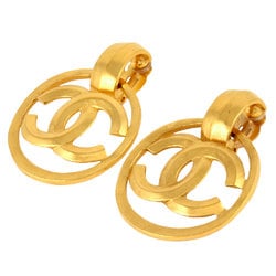 Chanel CHANEL Coco Mark Swing Earrings 96P Engraved GP Gold Ladies