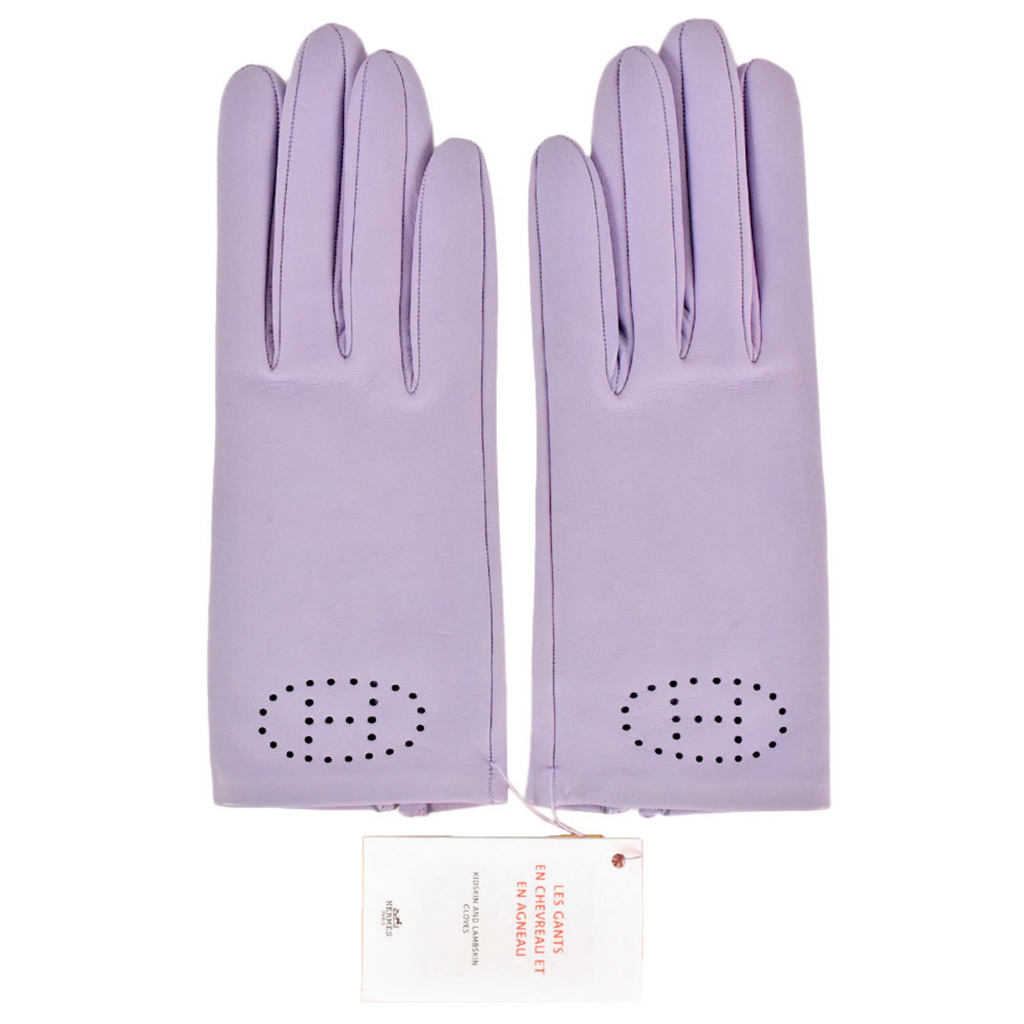 Hermes HERMES H Gloves Lambskin Lilac 6 1/2 Purple Women's