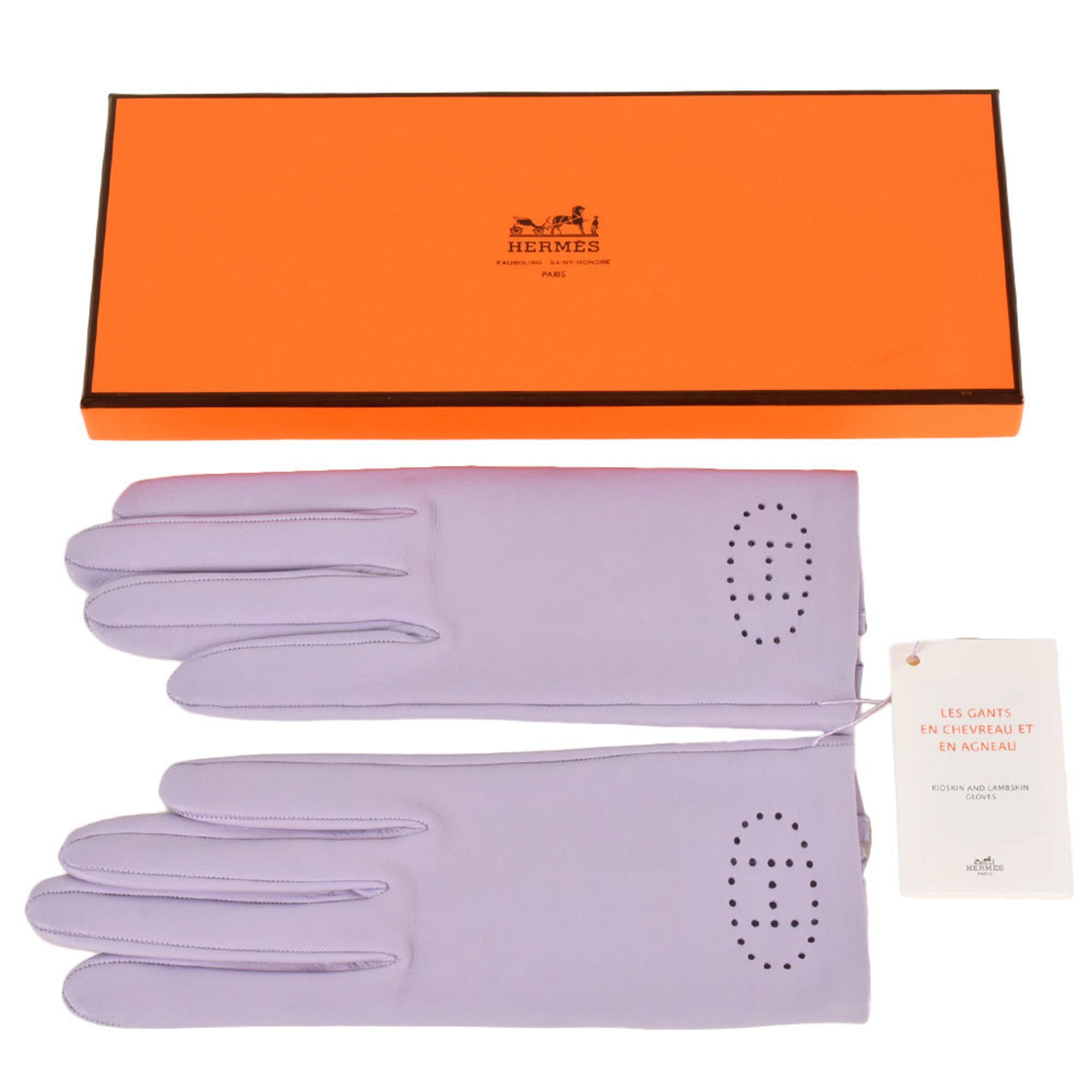 Hermes HERMES H Gloves Lambskin Lilac 6 1/2 Purple Women's