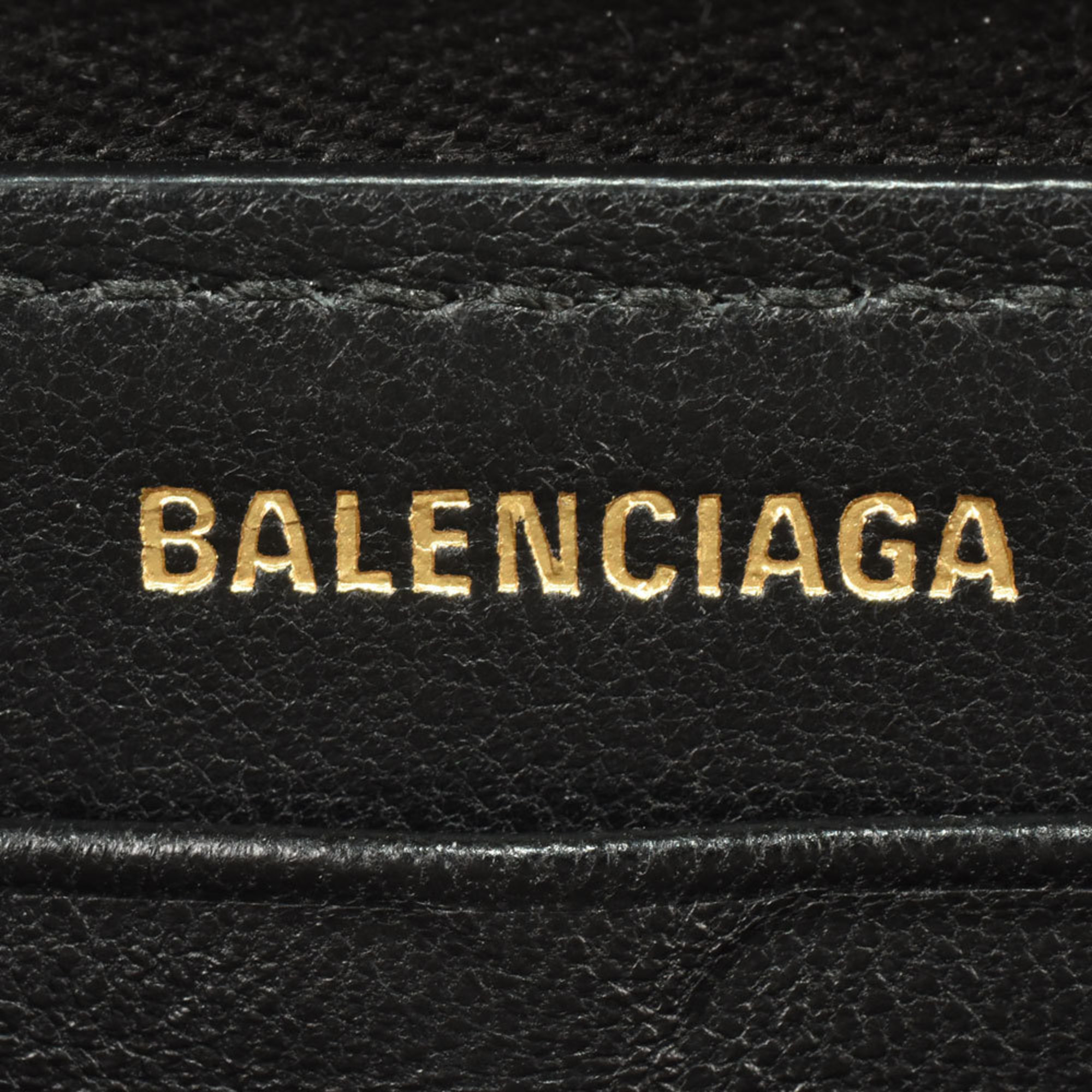 BALENCIAGA BB Monogram Continental Wallet Round Leather 717787 Black Long