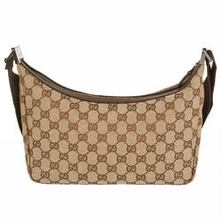 GUCCI Shoulder Bag GG Canvas Leather 35098 Beige 3444