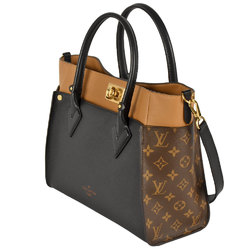 LOUIS VUITTON On My Side MM Tote Bag Monogram Canvas Grained Calf Leather M53823 Noir AH0241 Women's