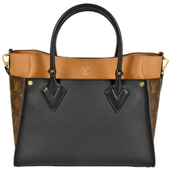 LOUIS VUITTON On My Side MM Tote Bag Monogram Canvas Grained Calf Leather M53823 Noir AH0241 Women's