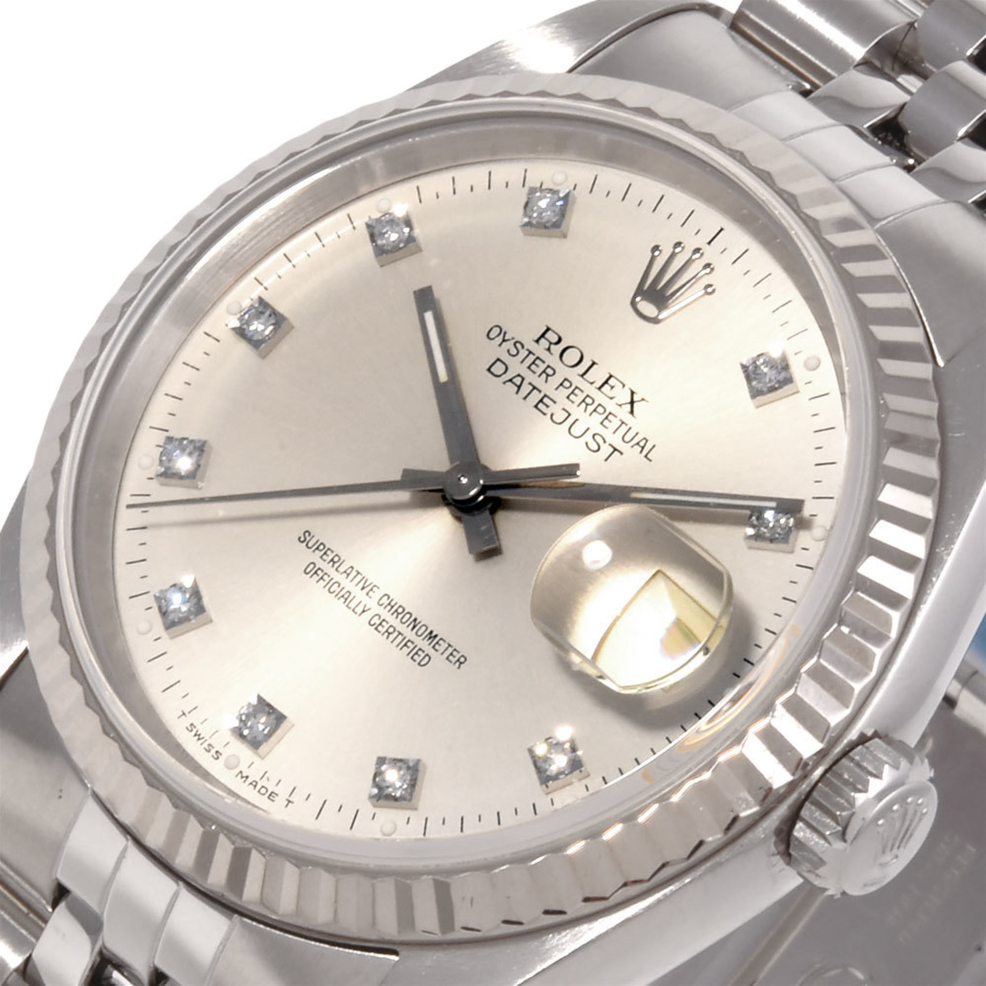 Rolex ROLEX 16234G Datejust 10P Diamond E Series (manufactured between 1990 and 1991) Automatic wristwatch, silver dial, old diamond, men's