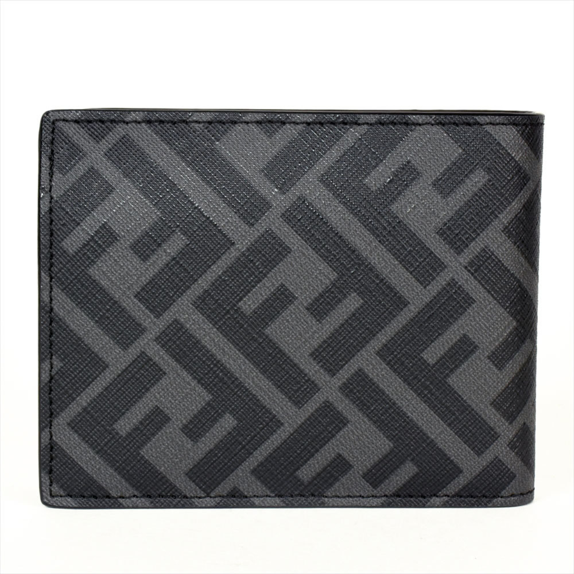 FENDI Diagonal Bi-fold Wallet Leather 7M0001 A9XS F0R2A Black