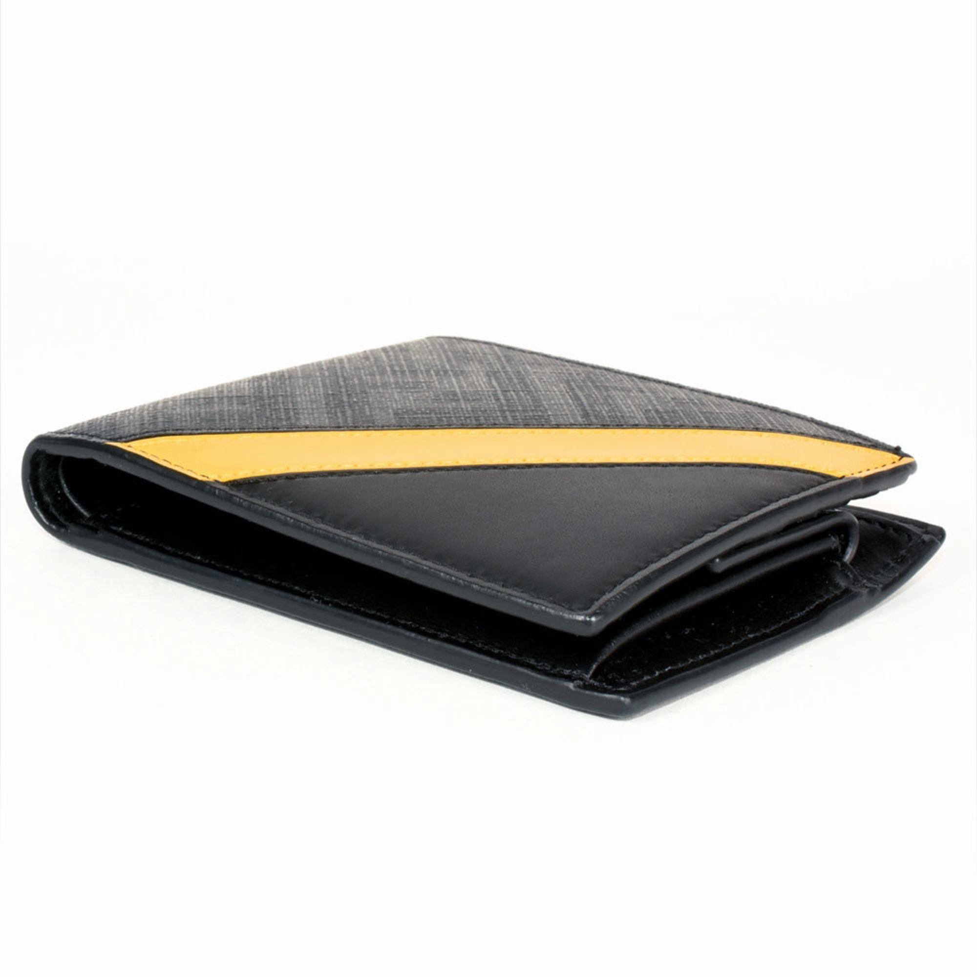 FENDI Diagonal Bi-fold Wallet Leather 7M0001 A9XS F0R2A Black