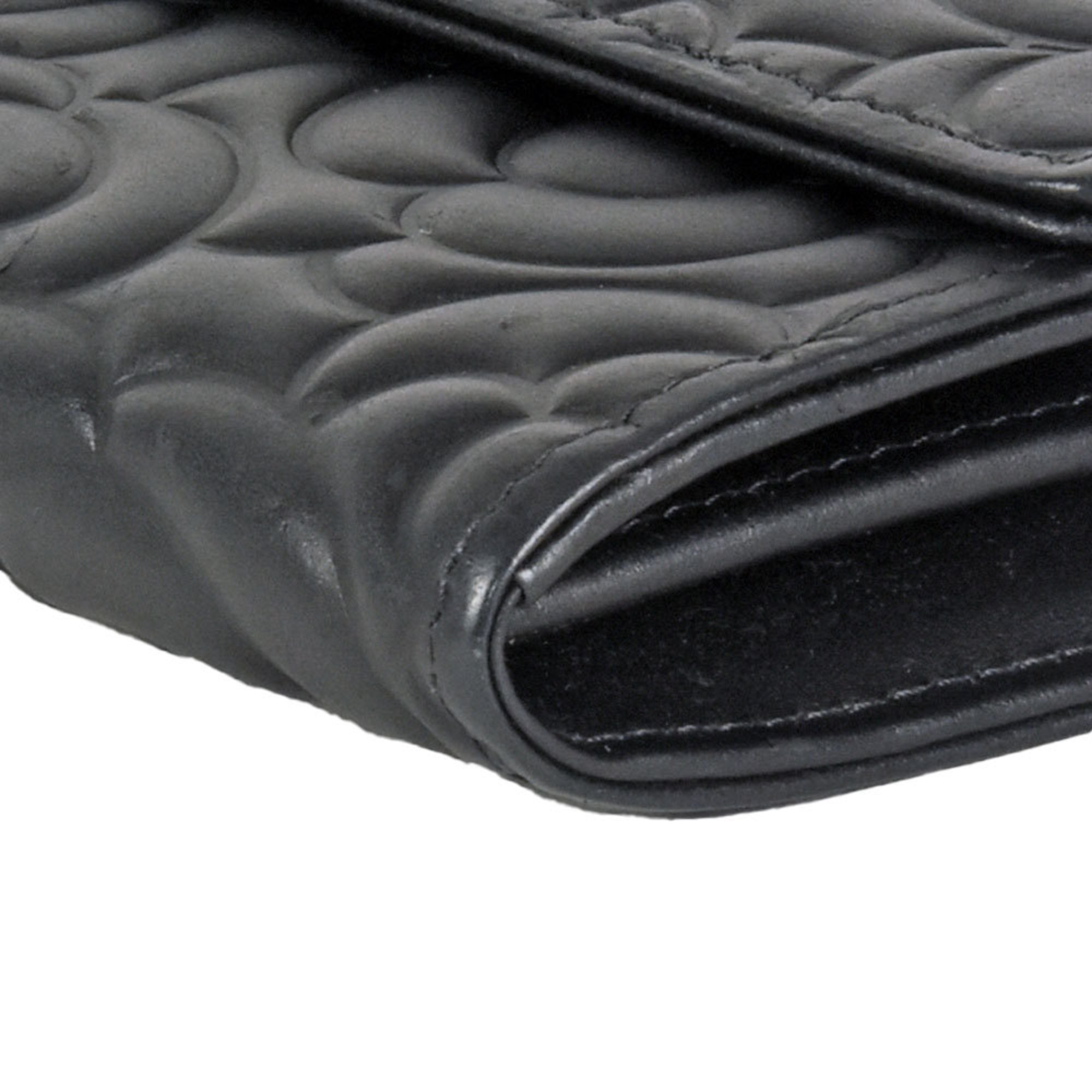 CHANEL Camellia Long Wallet Lambskin Black Women's