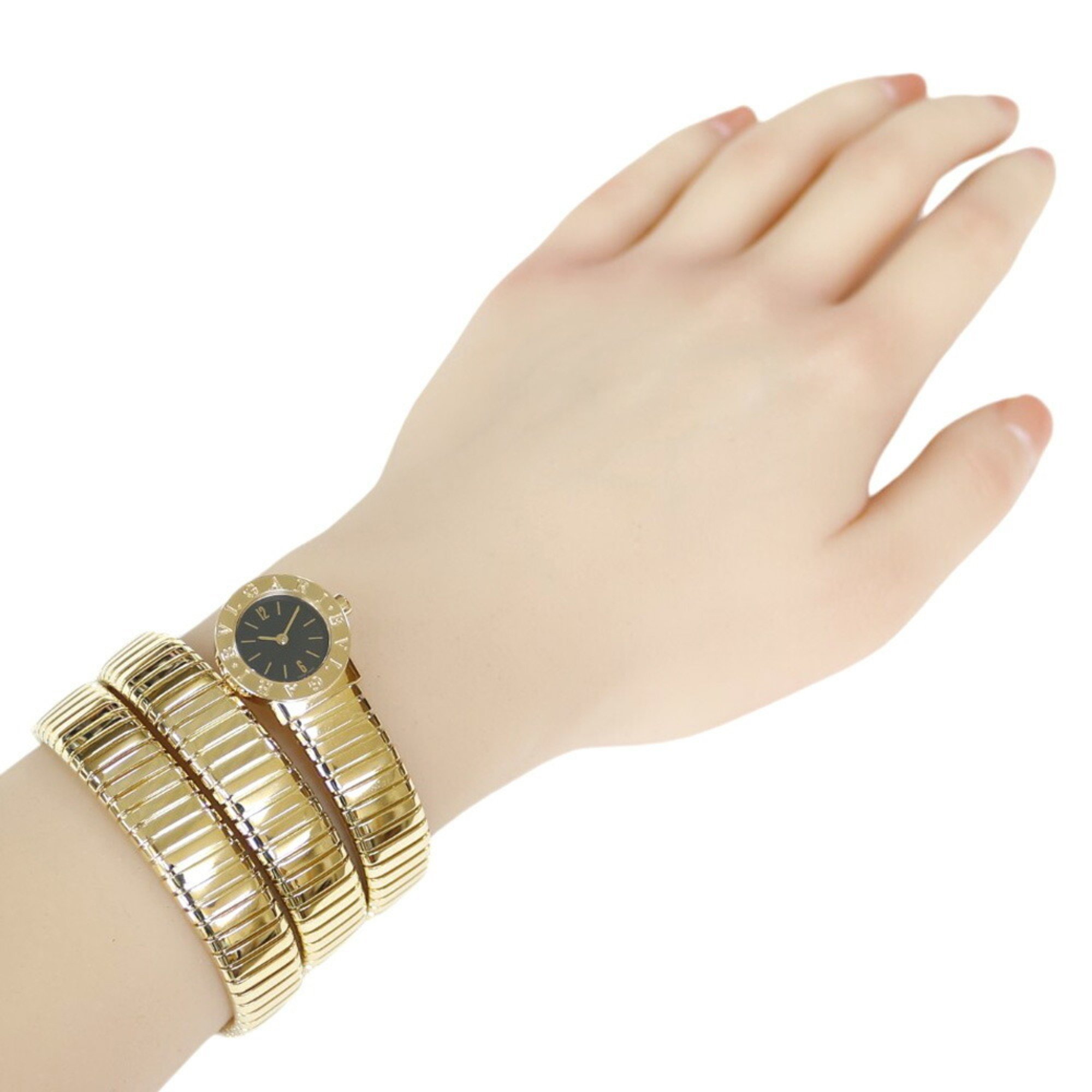 BVLGARI Tubogas Double Spiral Watch 18K Gold BB191T Quartz Women's