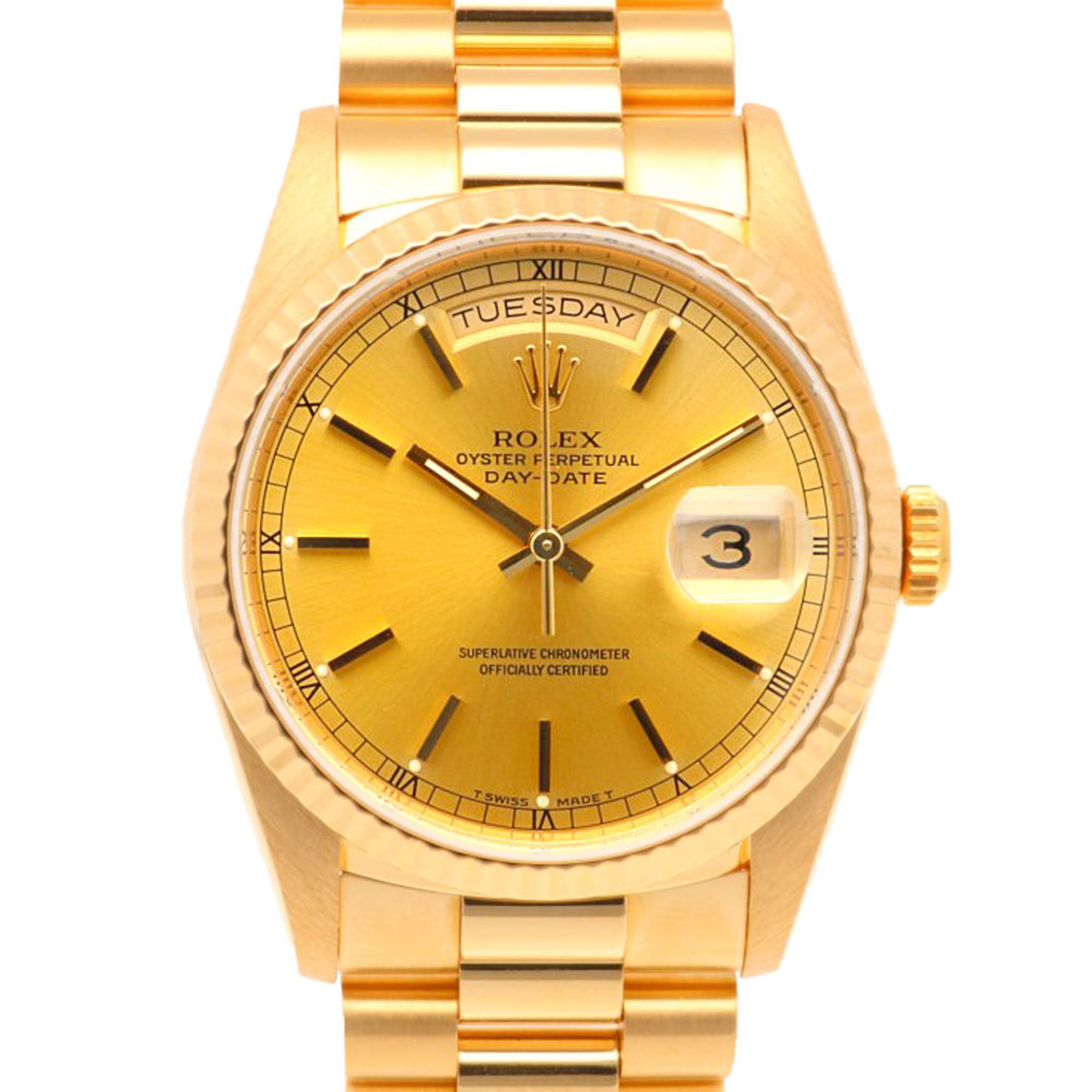 Rolex Day-Date Oyster Perpetual Watch 18K 18238 Automatic Men's L Series 1989-1990 Overhauled