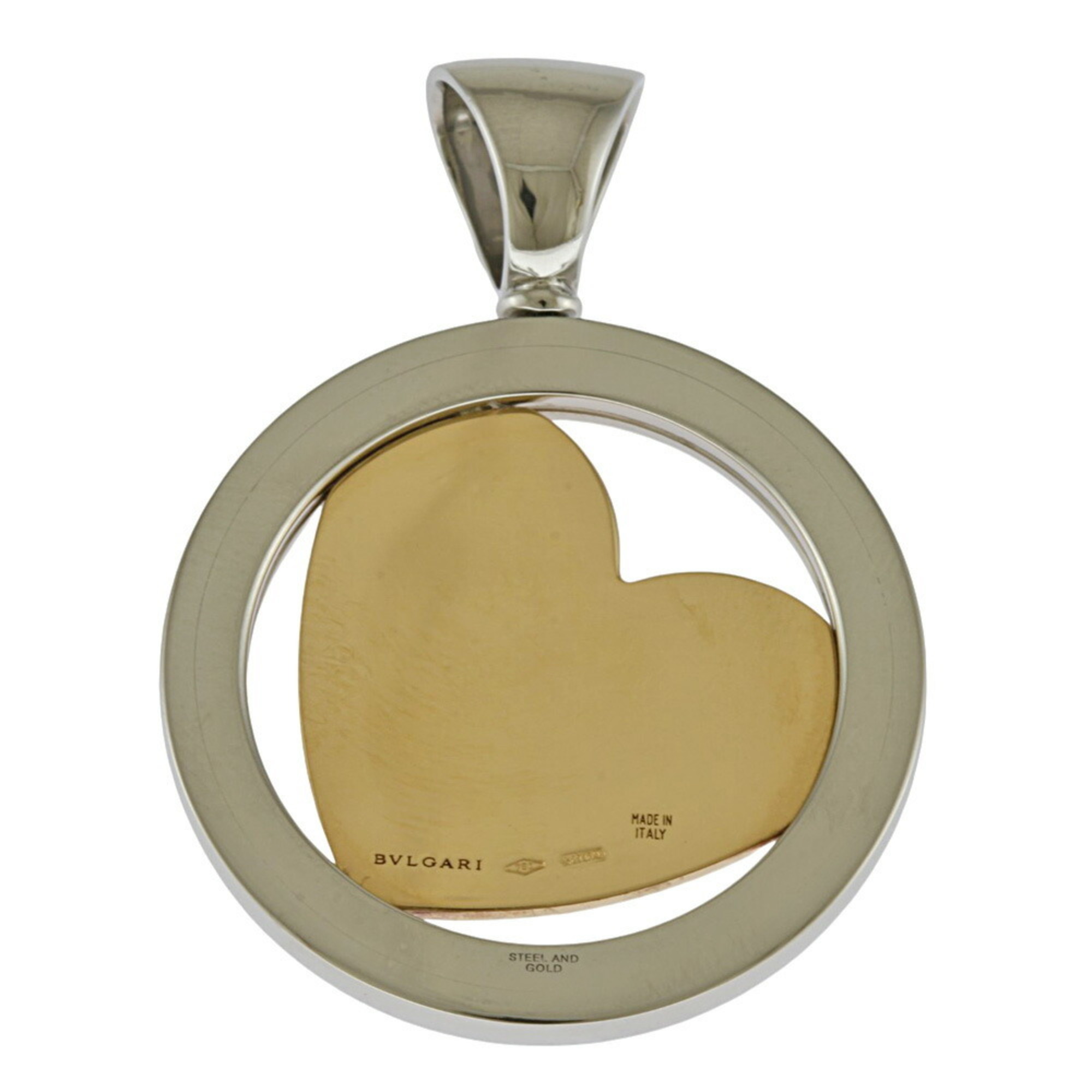 BVLGARI Tondo Heart Pendant Top Stainless Steel Diamond Unisex BRJ09000000070955