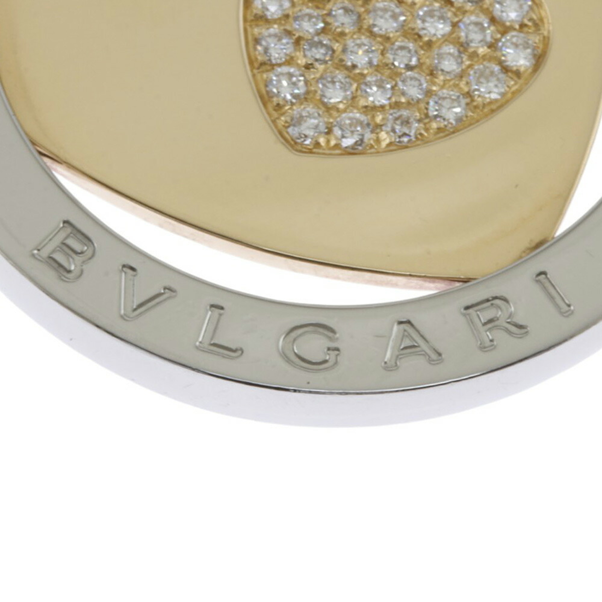 BVLGARI Tondo Heart Pendant Top Stainless Steel Diamond Unisex BRJ09000000070955