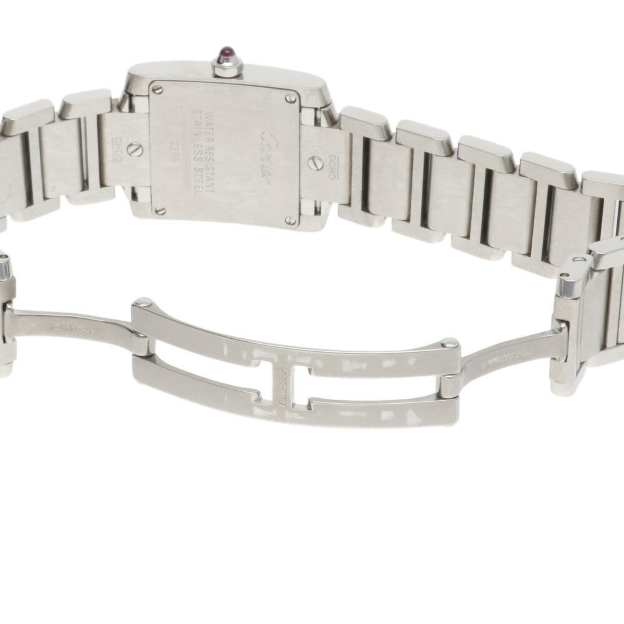 Cartier Tank Francaise SM Watch Stainless Steel 2384 Quartz Ladies CARTIER Pink Shell