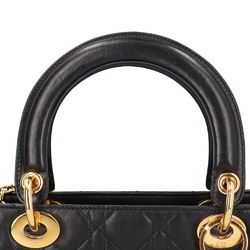 Christian Dior Dior Lady Cannage Shoulder Bag Leather Black Women's 2way BRB10010000016036