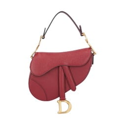 Christian Dior Dior Saddle Bag Handbag Leather Red Women's