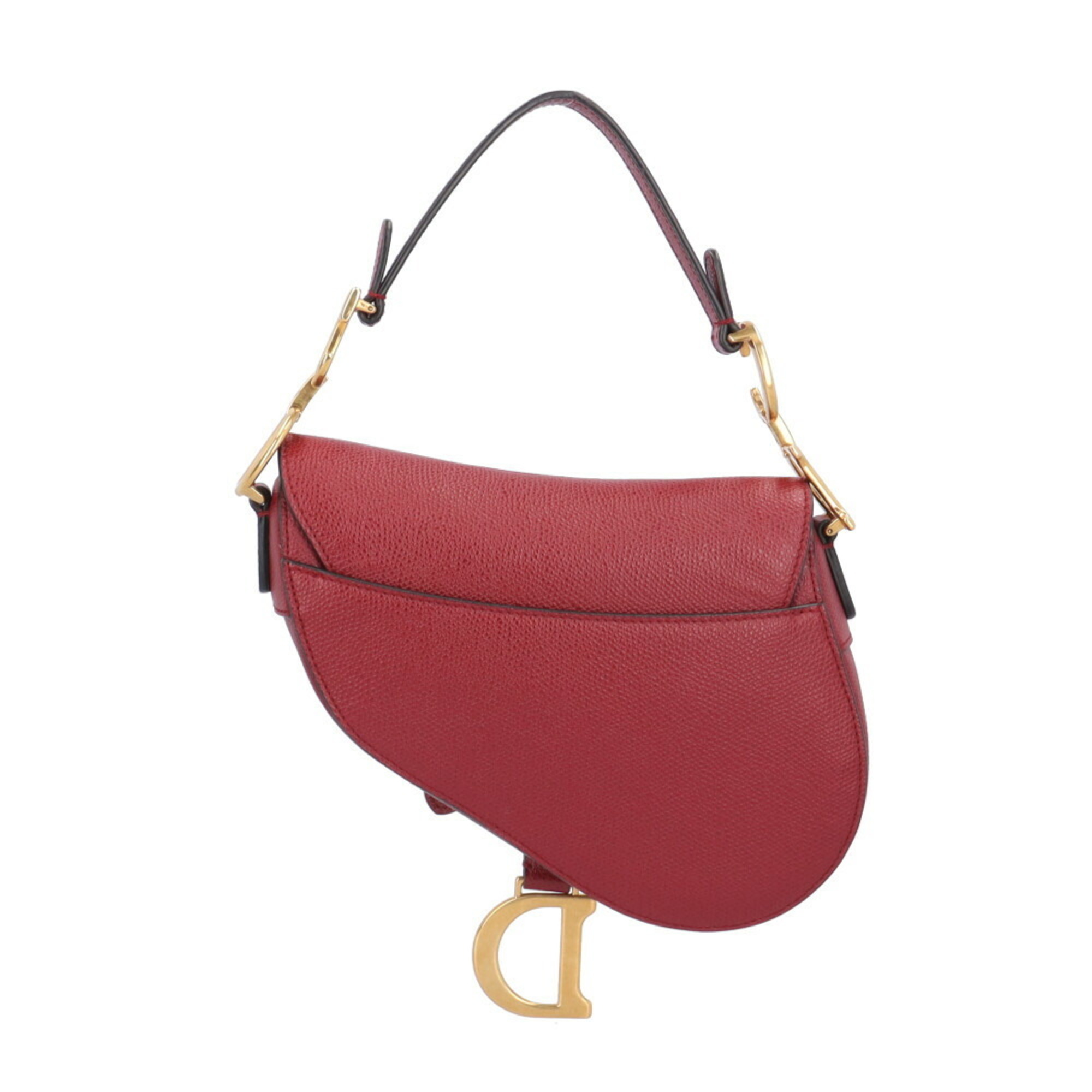 Christian Dior Dior Saddle Bag Handbag Leather Red Women's