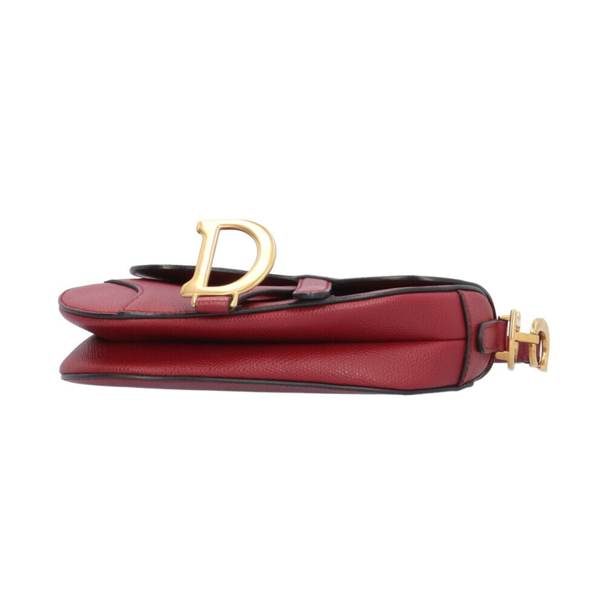 Christian Dior Dior Saddle Bag Handbag Leather Red Women's