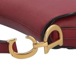 Christian Dior Dior Saddle Bag Handbag Leather Red Women's