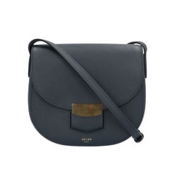 Celine Trotter Shoulder Bag Leather Navy Women's CELINE