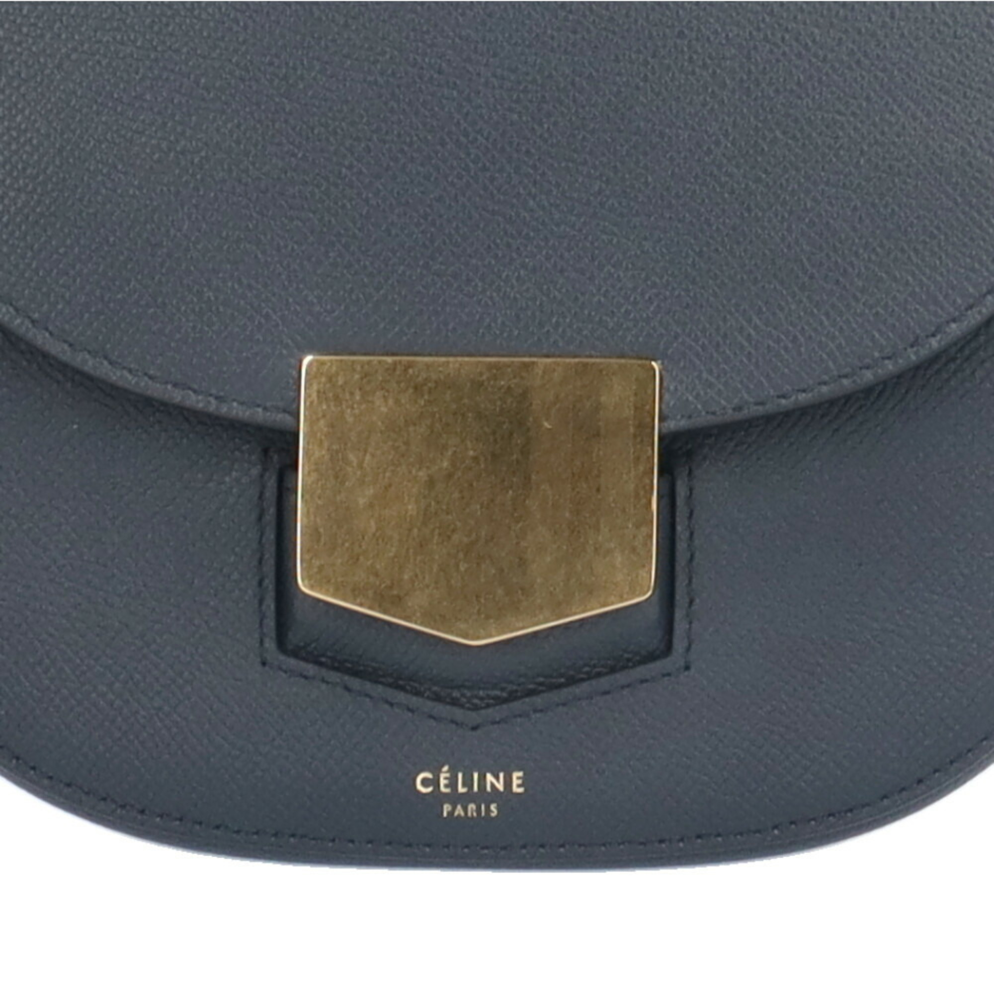 Celine Trotter Shoulder Bag Leather Navy Women's CELINE