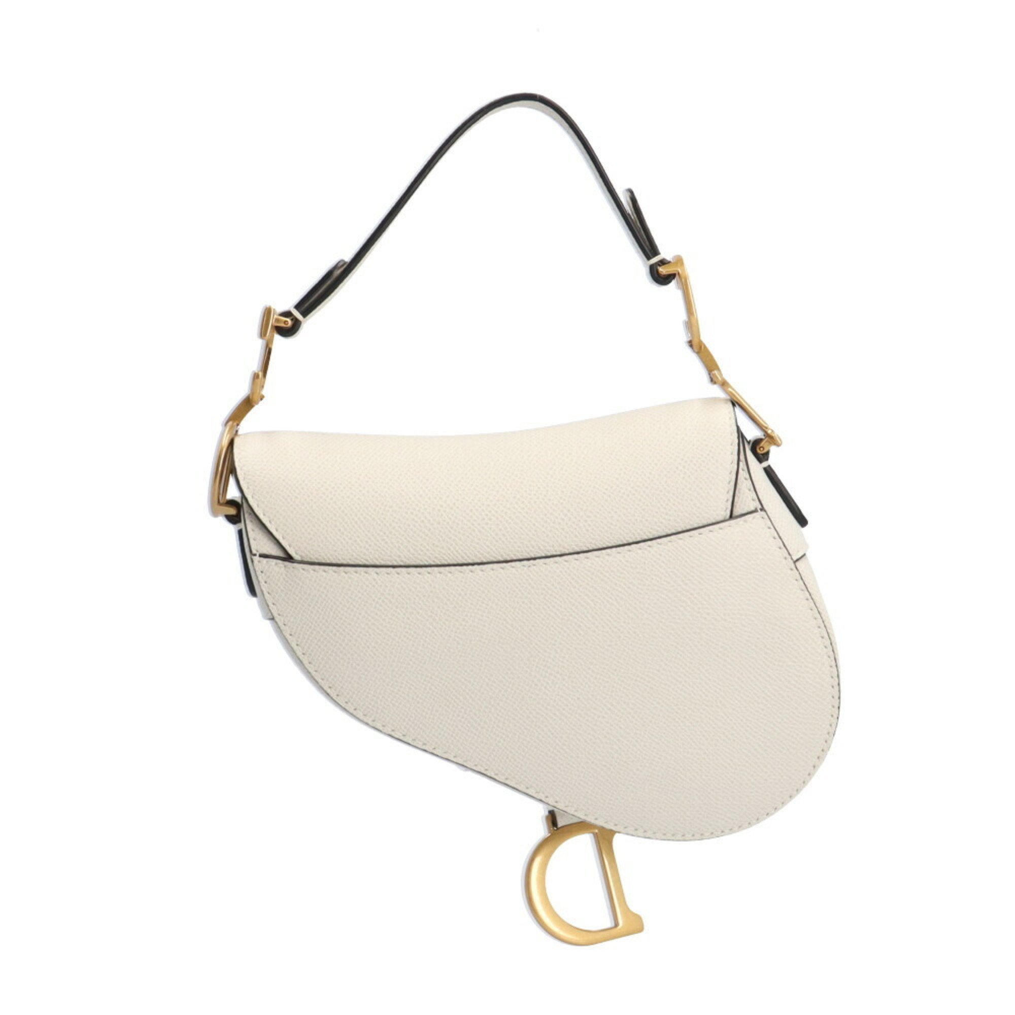 Christian Dior Dior Saddle Bag Handbag Leather White Women's