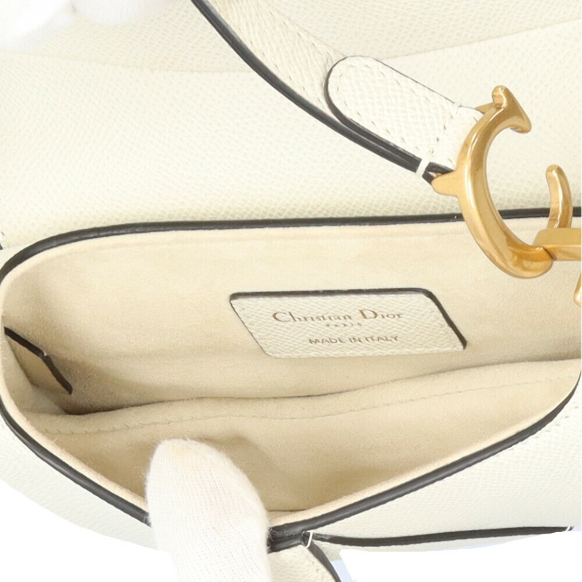 Christian Dior Dior Saddle Bag Handbag Leather White Women's