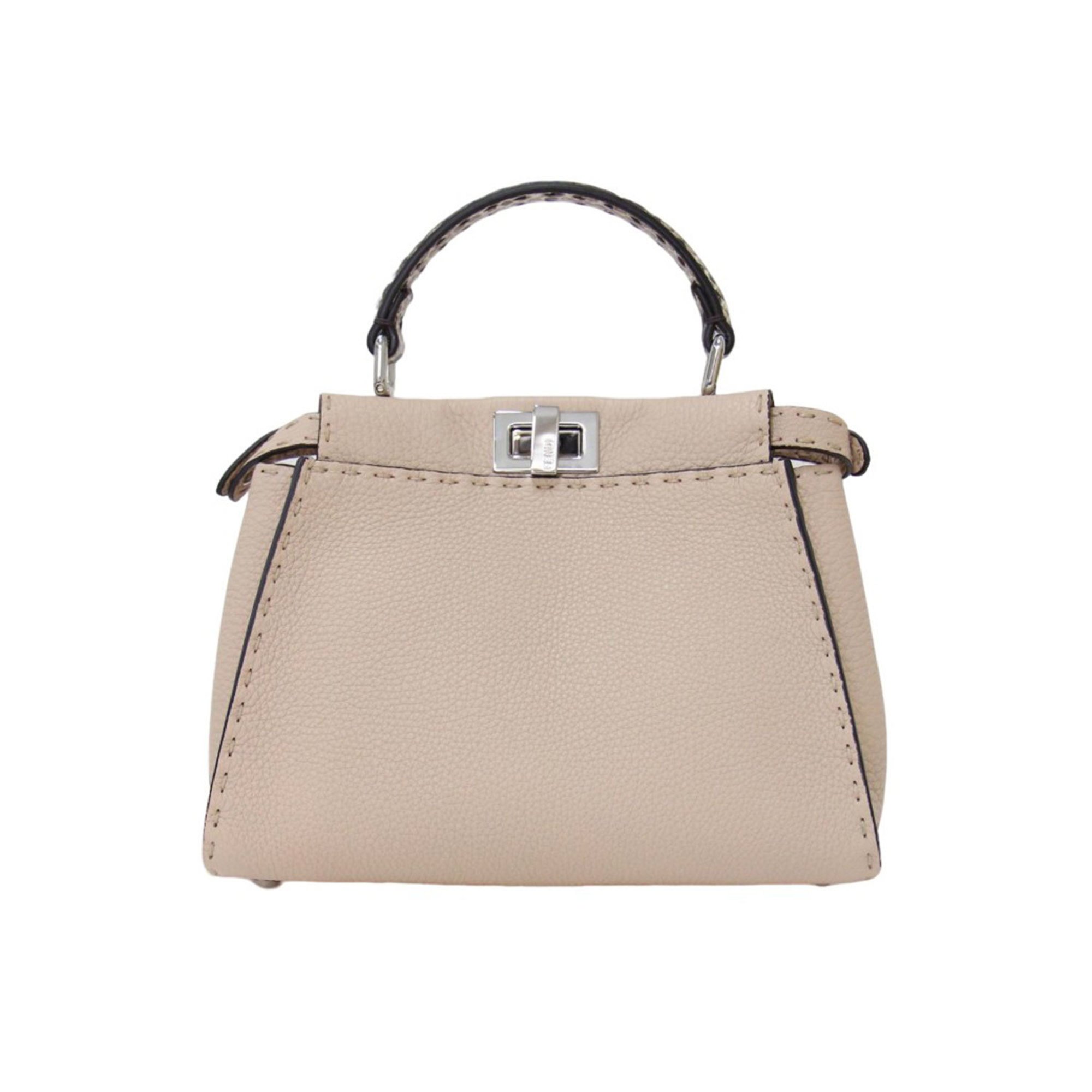 FENDI Selleria Peekaboo Iconic Shoulder Bag 8BN244 N8K F10Y9 / PEEKABOO MINI Handbag Leather Turnlock Beige